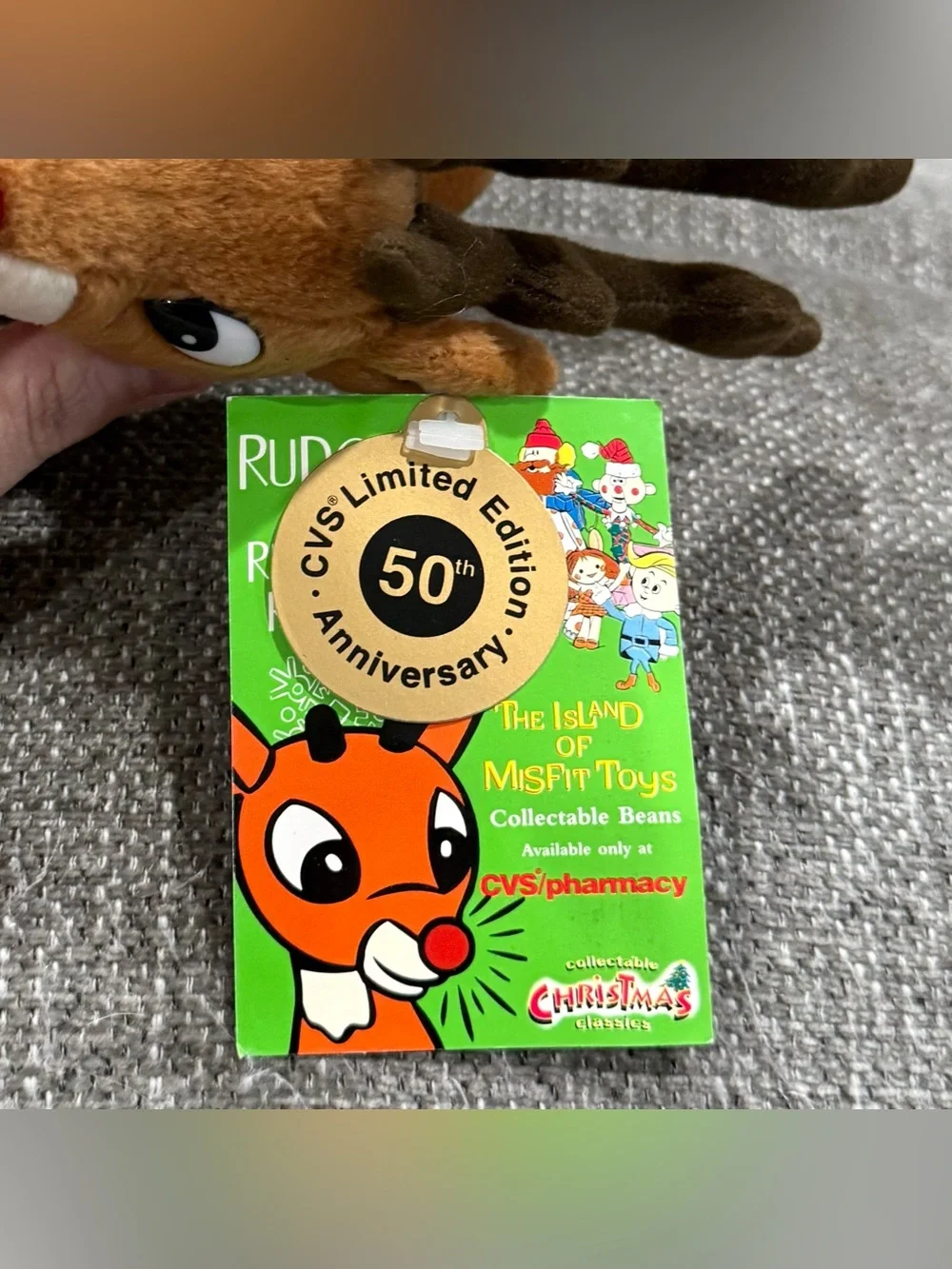 VTG 1999 Stuffins Rudolph the Red Nosed Reindeer 50th Anniversary